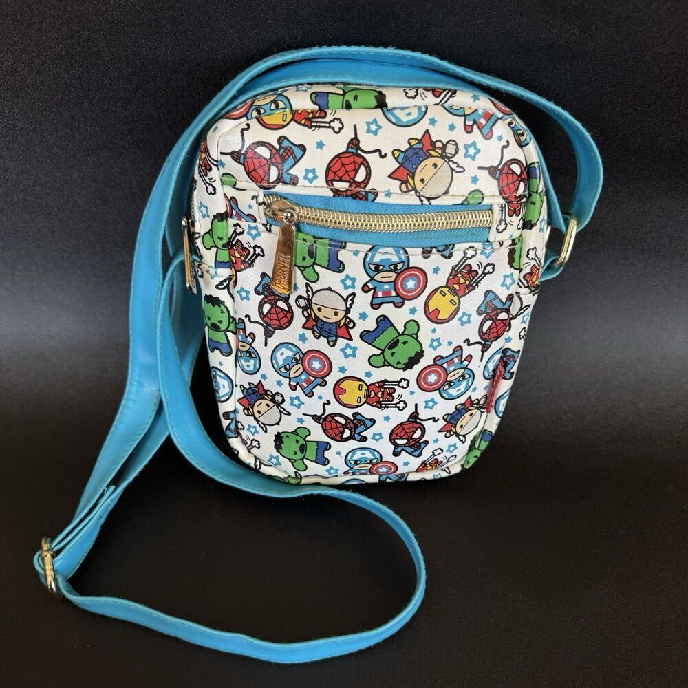 Marvel Avengers MXYZ Disney Store Crossbody White Small Purse with Blue Strap